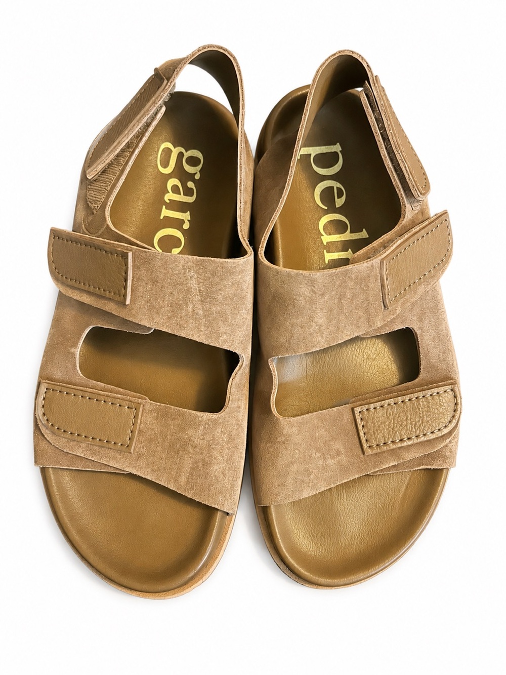 $540 Pedro Garcia Dinka Leather Double-Strap Sandals Hazelnut 38